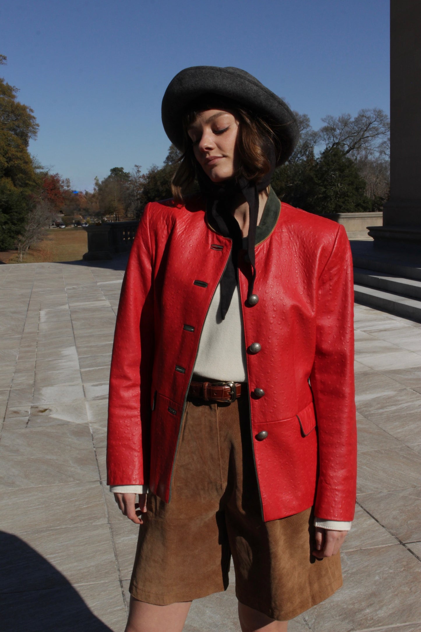 Bold Vintage Handmade Embossed Lamb Leather Coat