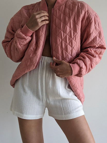 Vintage Rose Quilted SIlk Bomber