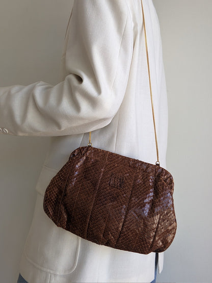 Vintage Anne Klein Snakeskin Clutch Purse