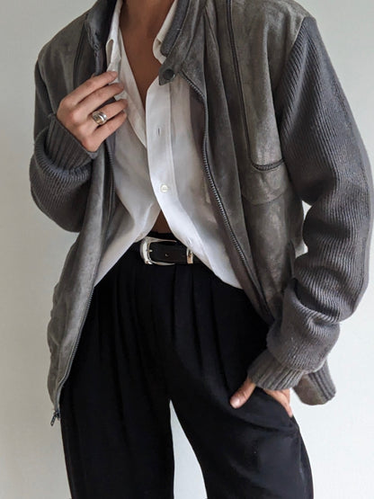 Vintage Smoke Suede & Knit Jacket