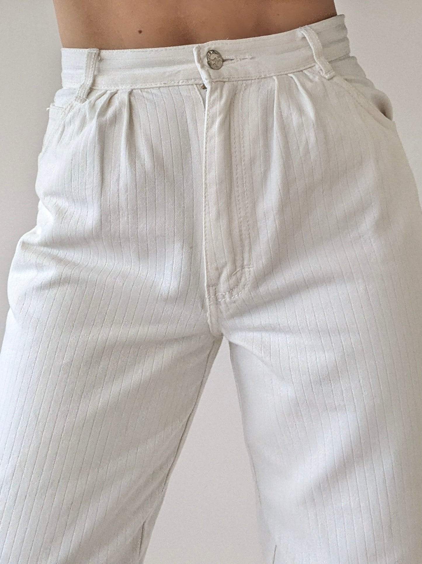 Vintage White Ribbed Denim