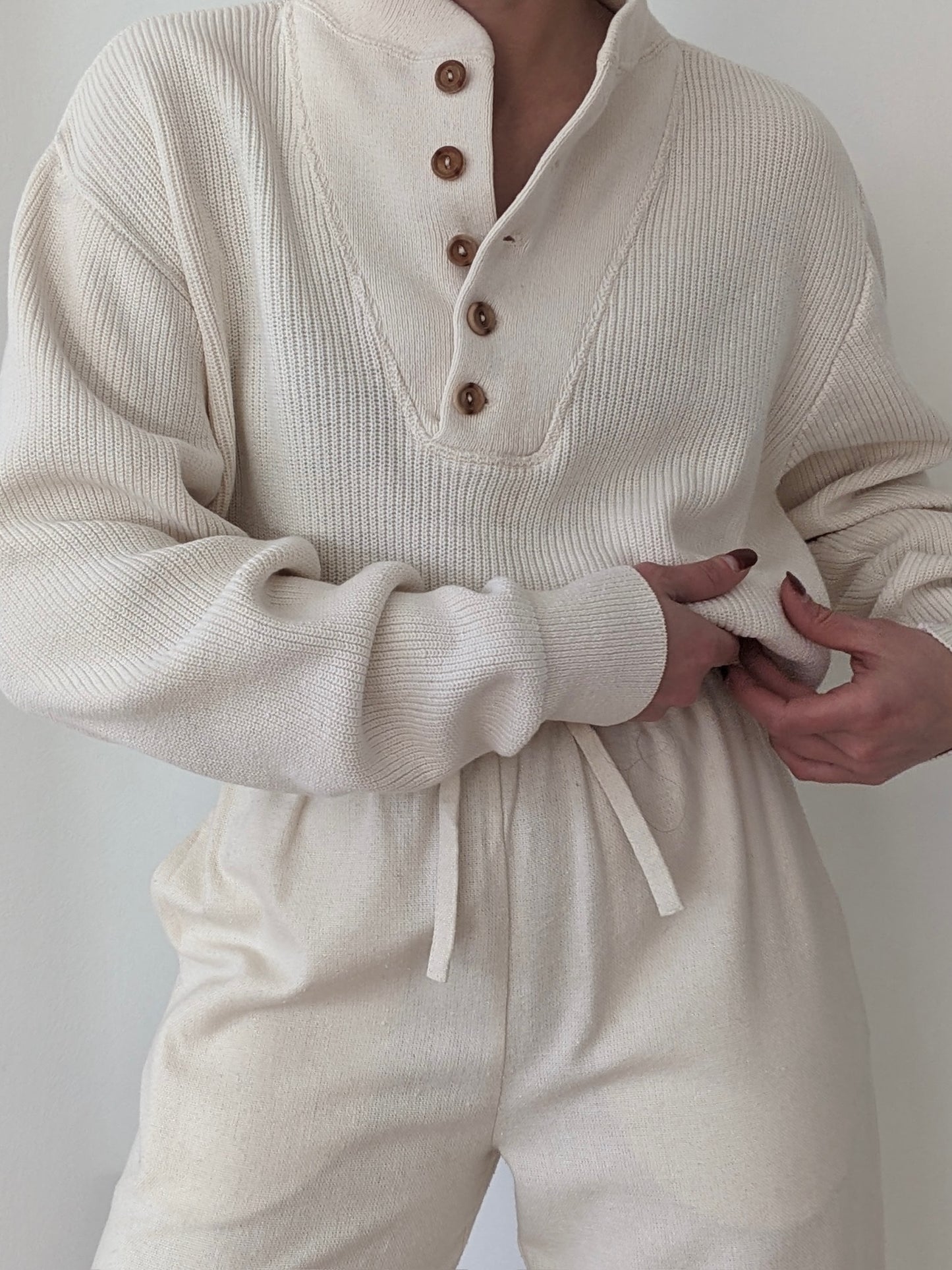 Favorite Vintage Cream Cotton Henley