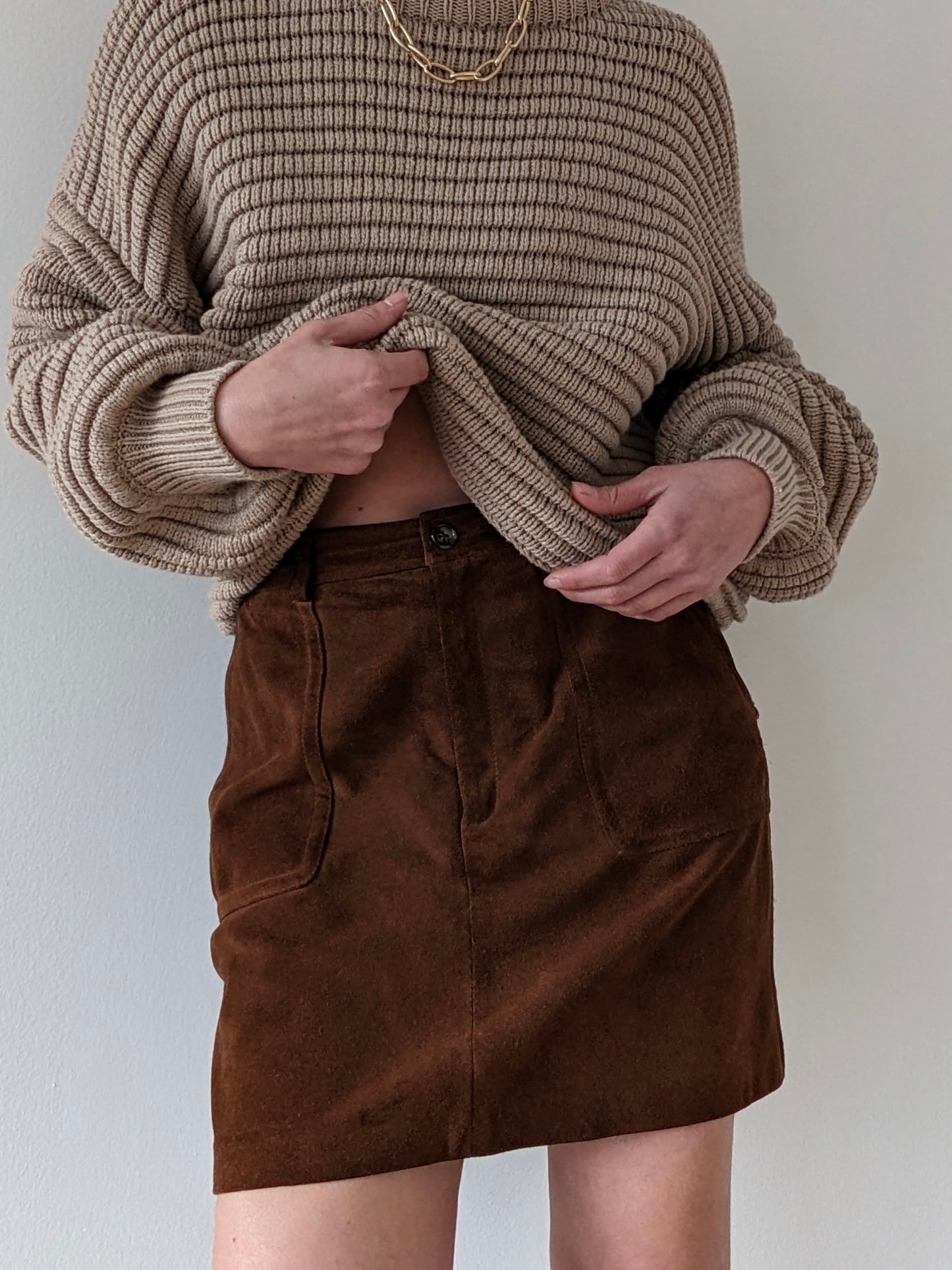 Lovely Vintage Chestnut Suede Mini Skirt