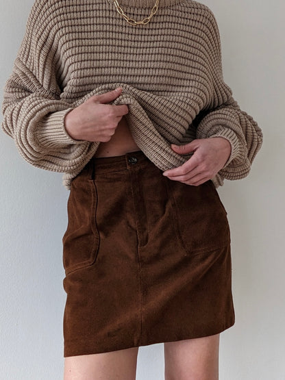 Lovely Vintage Chestnut Suede Mini Skirt