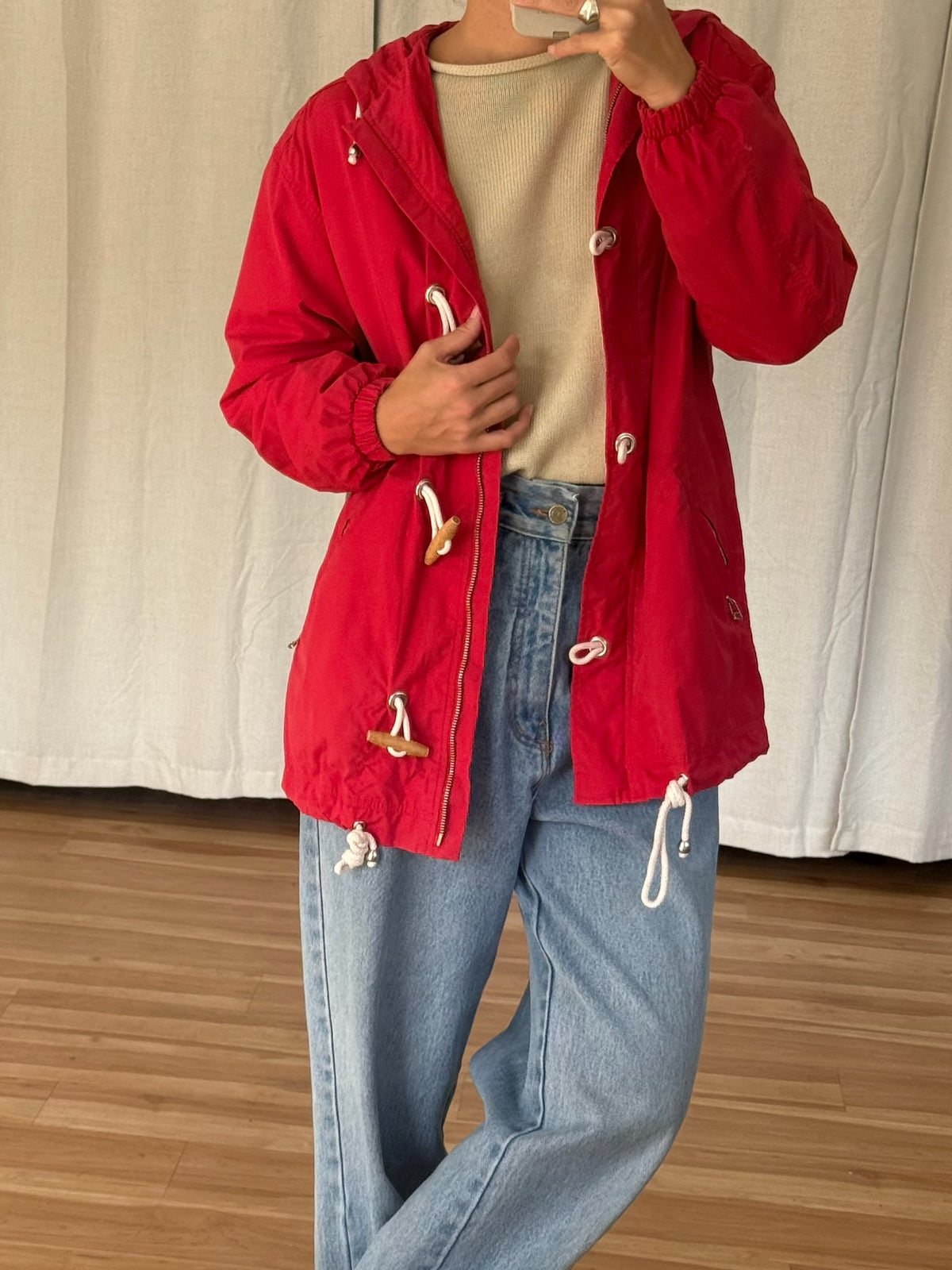 Vintage Tomato Red Toggle Jacket