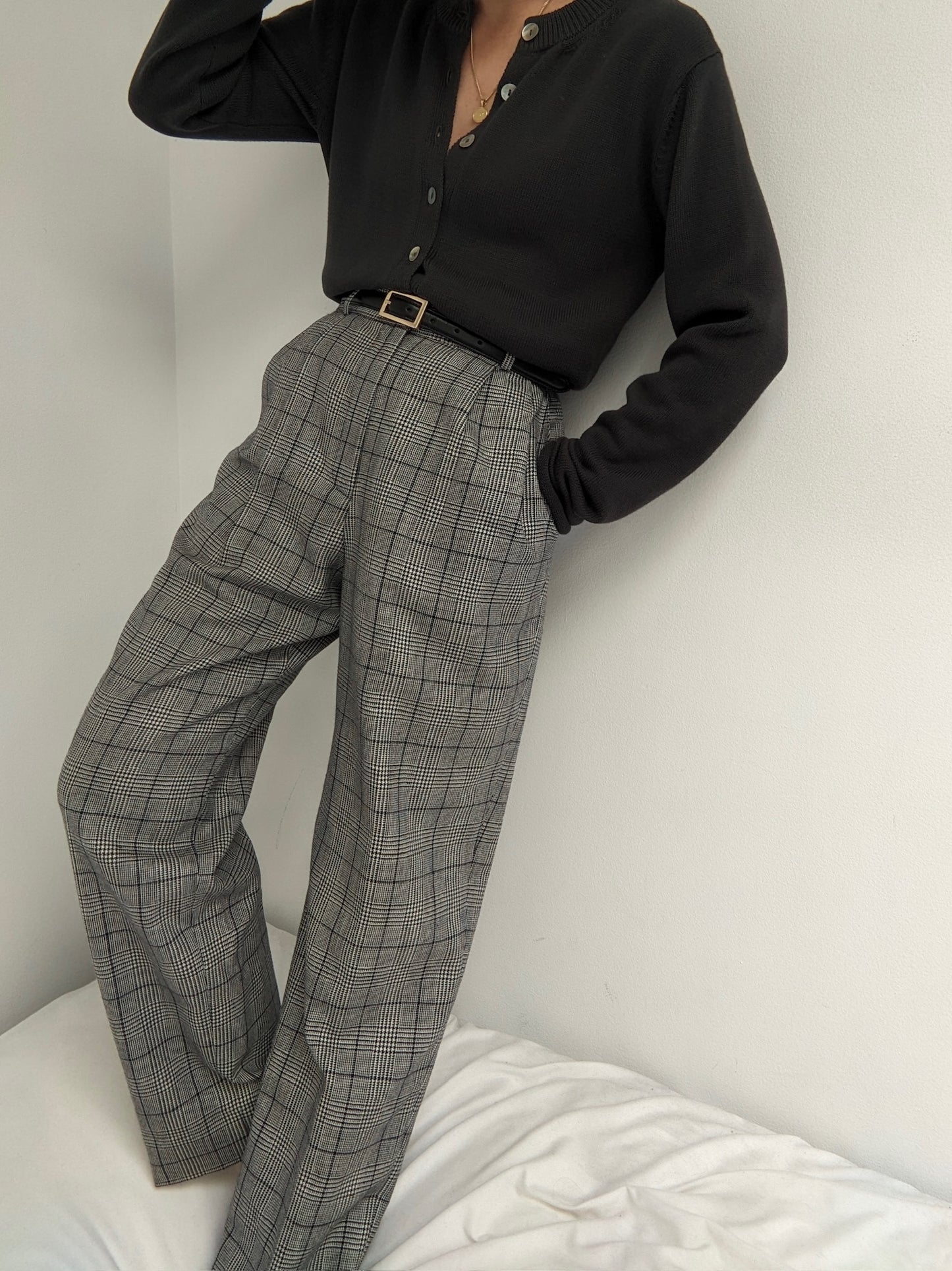 Vintage Plaid Wool Trousers