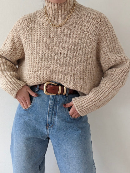 Amazing Vintage Speckled Oat Wool Tunic Sweater