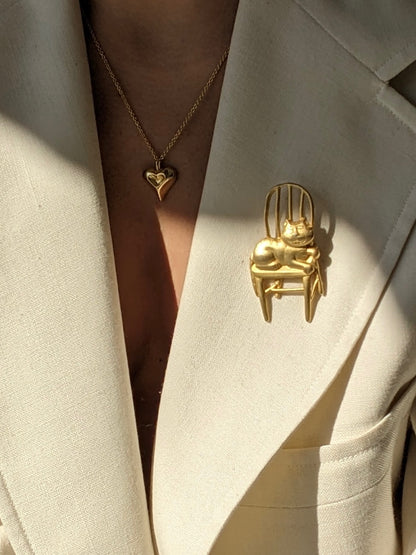 Sweetest Vintage Gold Cat Brooch