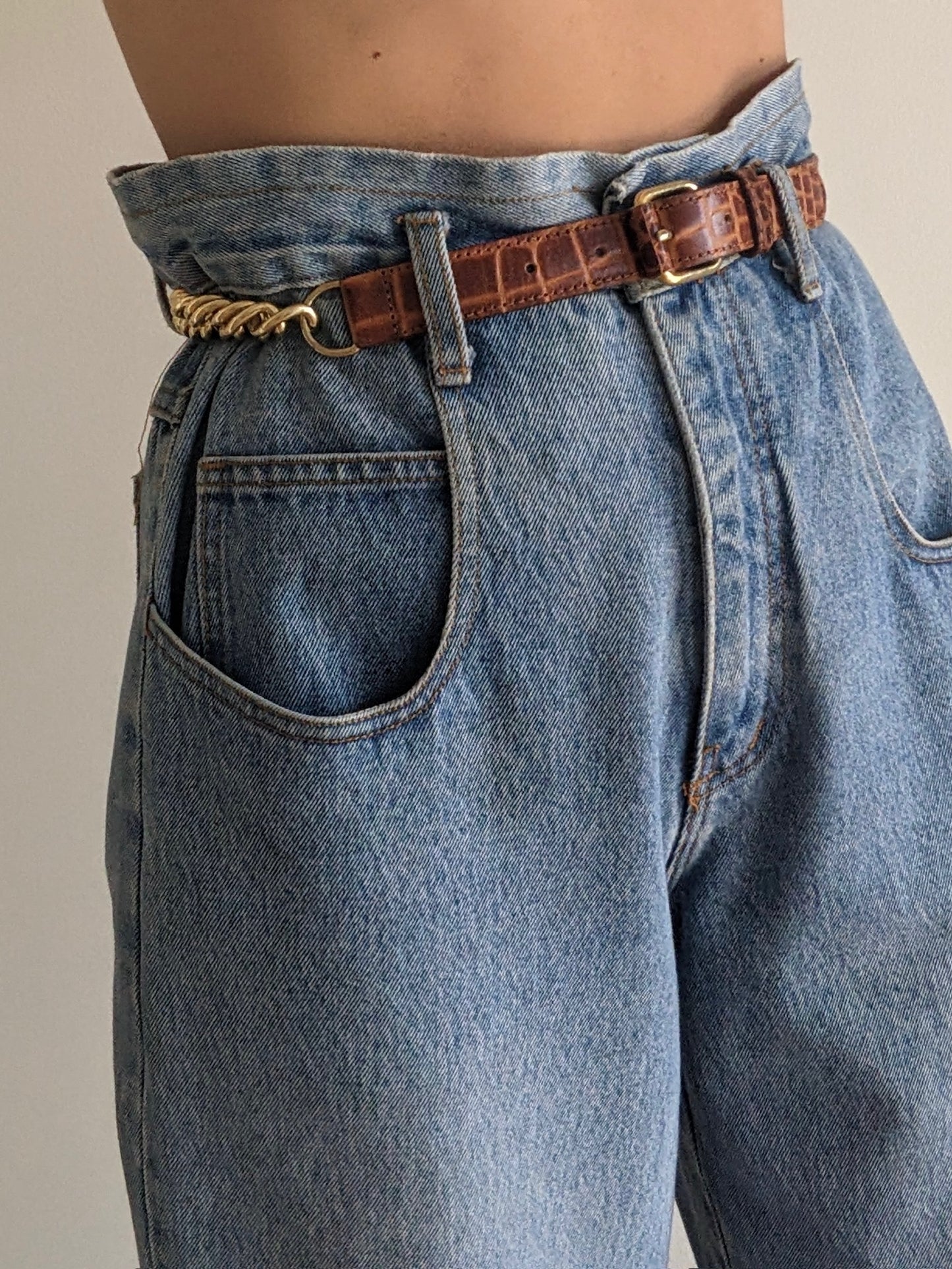 Favorite Vintage Gold Chain & Embossed Leather Belt