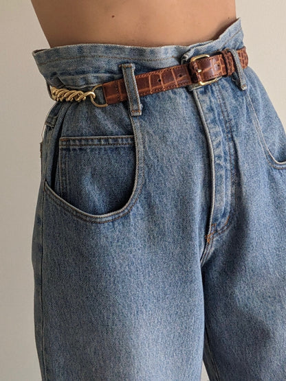 Favorite Vintage Gold Chain & Embossed Leather Belt