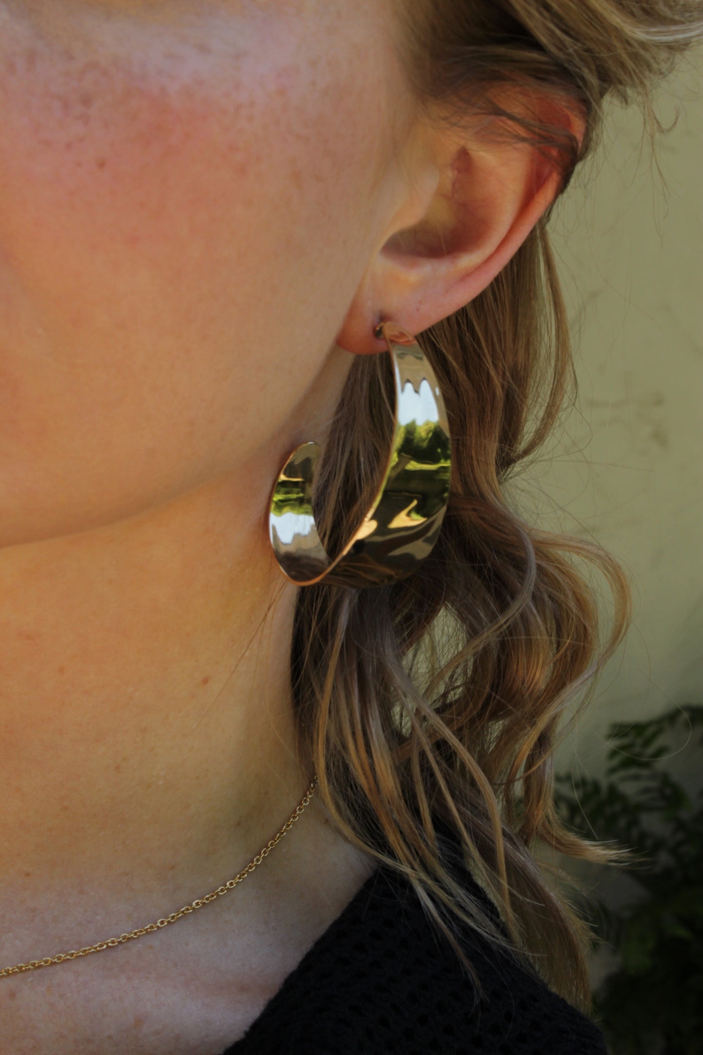 Statement Vintage Gold Hammered Hoop Earrings