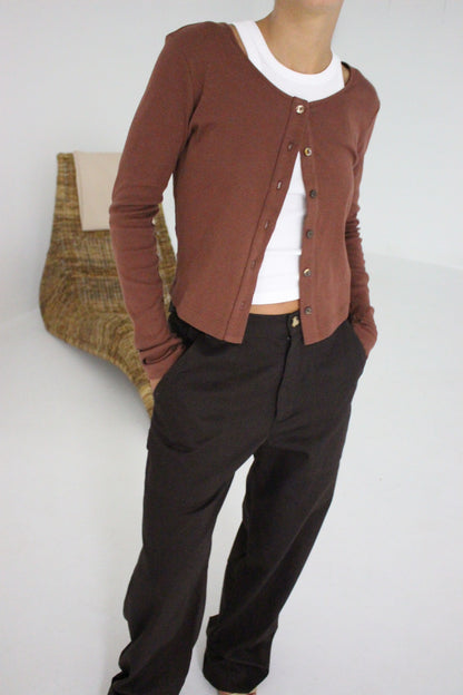 Relaxed Organic Rib Cardigan