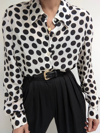 Polka Dot Sheer Silk Blouse