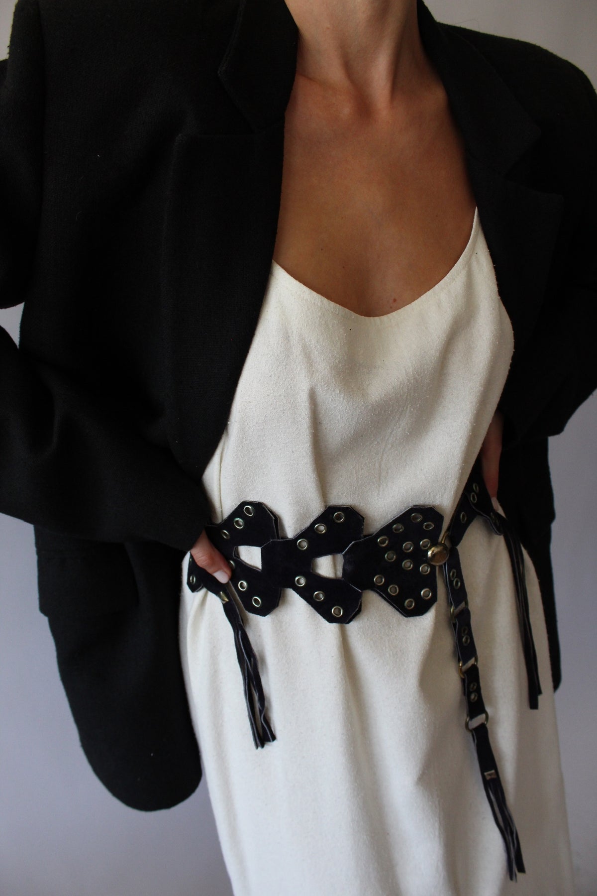 Rare Vintage Midnight Suede Fringe Belt