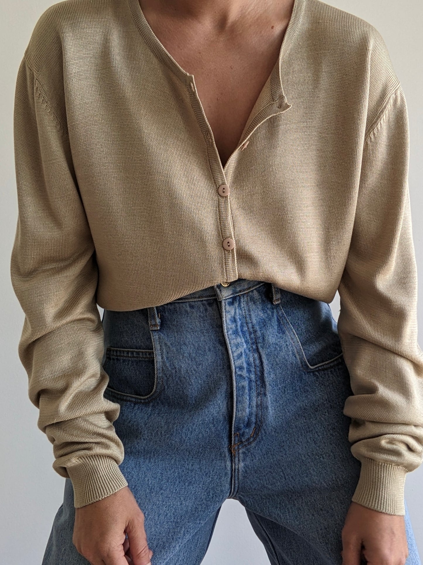 Vintage Biscuit Silk Knit Cardigan