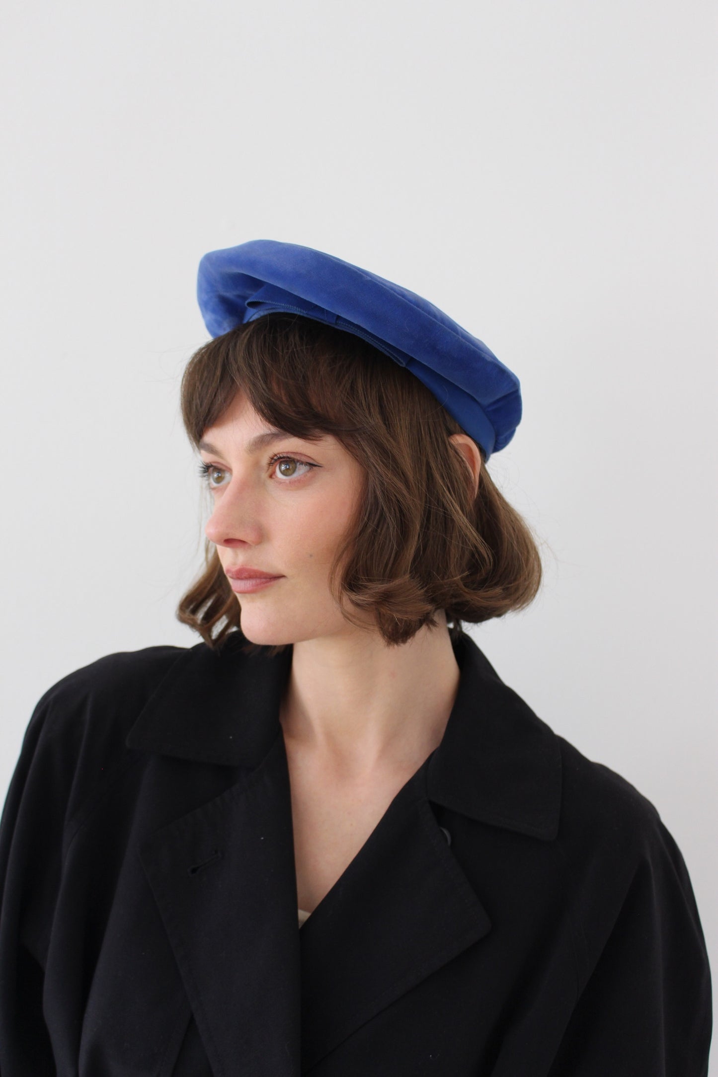 Gorgeous Vintage Royal Blue Velvet Beret