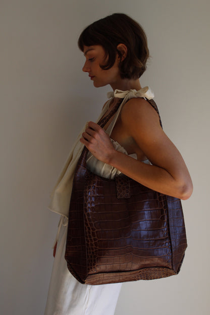 Vintage Donald Pliner Large Embossed Leather Bag