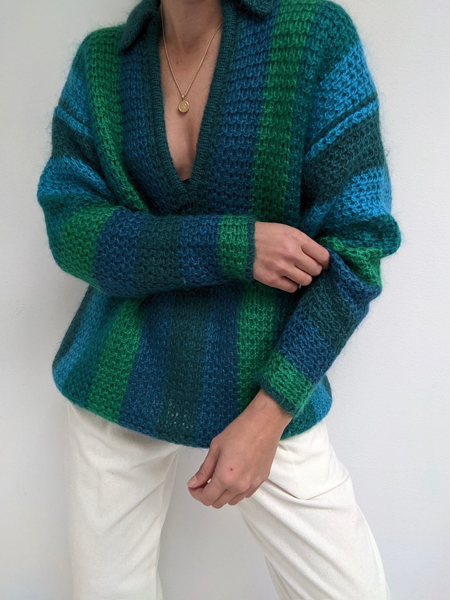 Stunning Vintage Striped Mohair Sweater