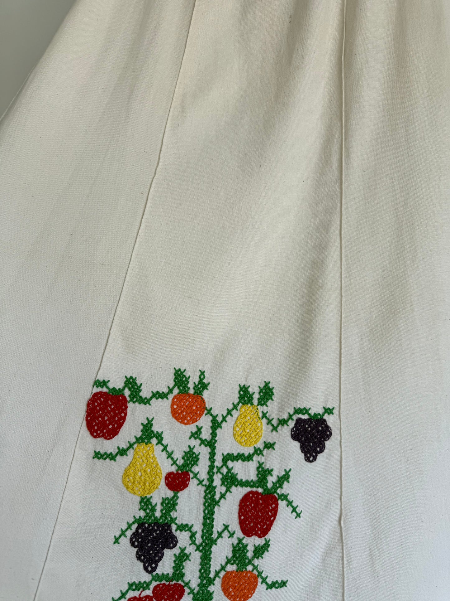 Sweetest Vintage Cotton Cross Stitch Fruit Tree Skirt