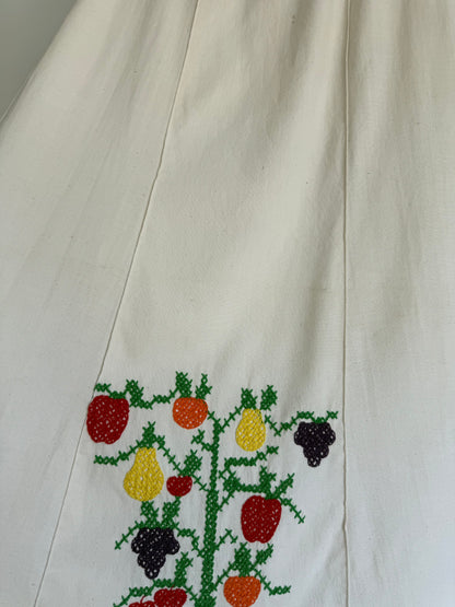 Sweetest Vintage Cotton Cross Stitch Fruit Tree Skirt