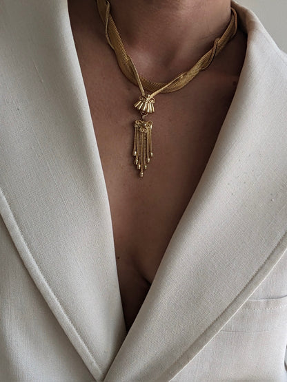 Vintage Gold Intertwined Mesh Fringe Collar