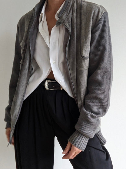 Vintage Smoke Suede & Knit Jacket