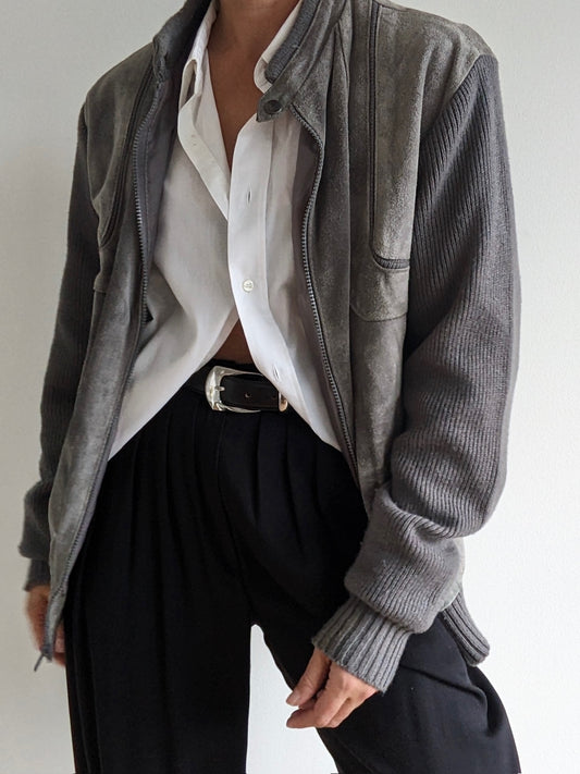 Vintage Smoke Suede & Knit Jacket