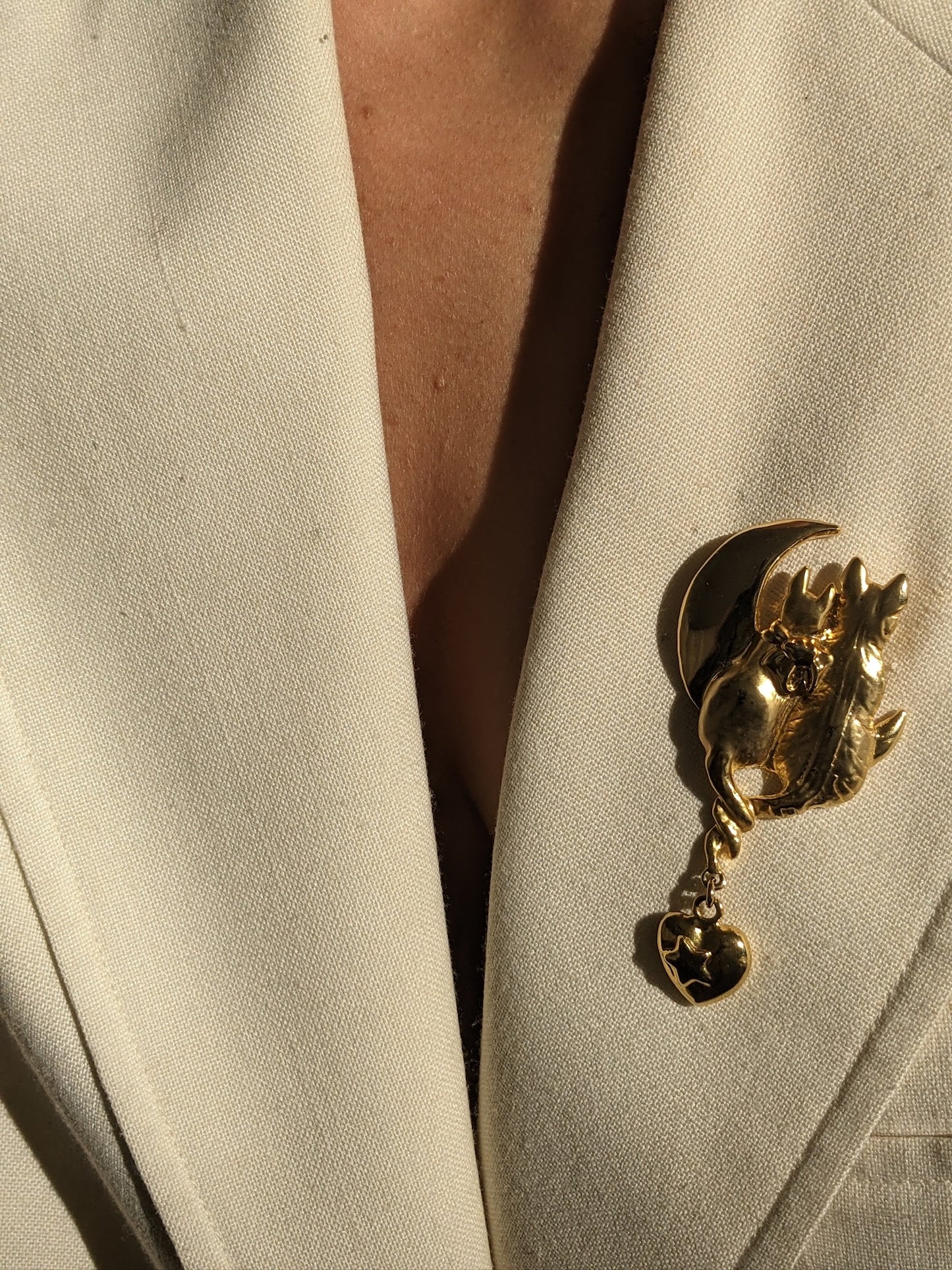 Sweetest Vintage Gold Cat & Dog Brooch