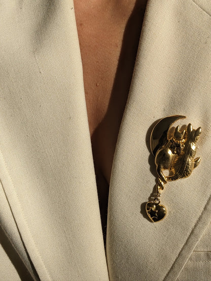 Sweetest Vintage Gold Cat & Dog Brooch