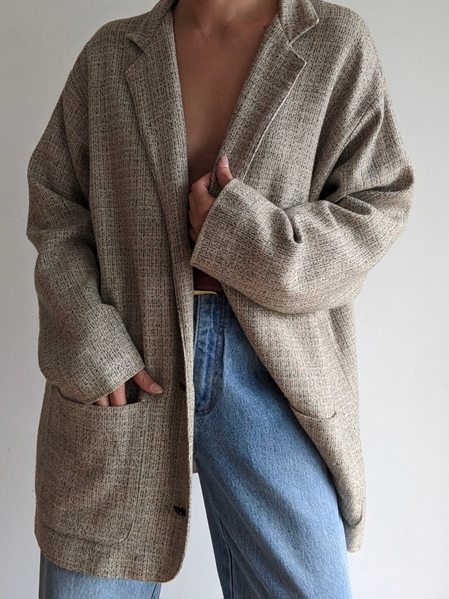 Vintage FLAX Woven Linen & Wool Jacket