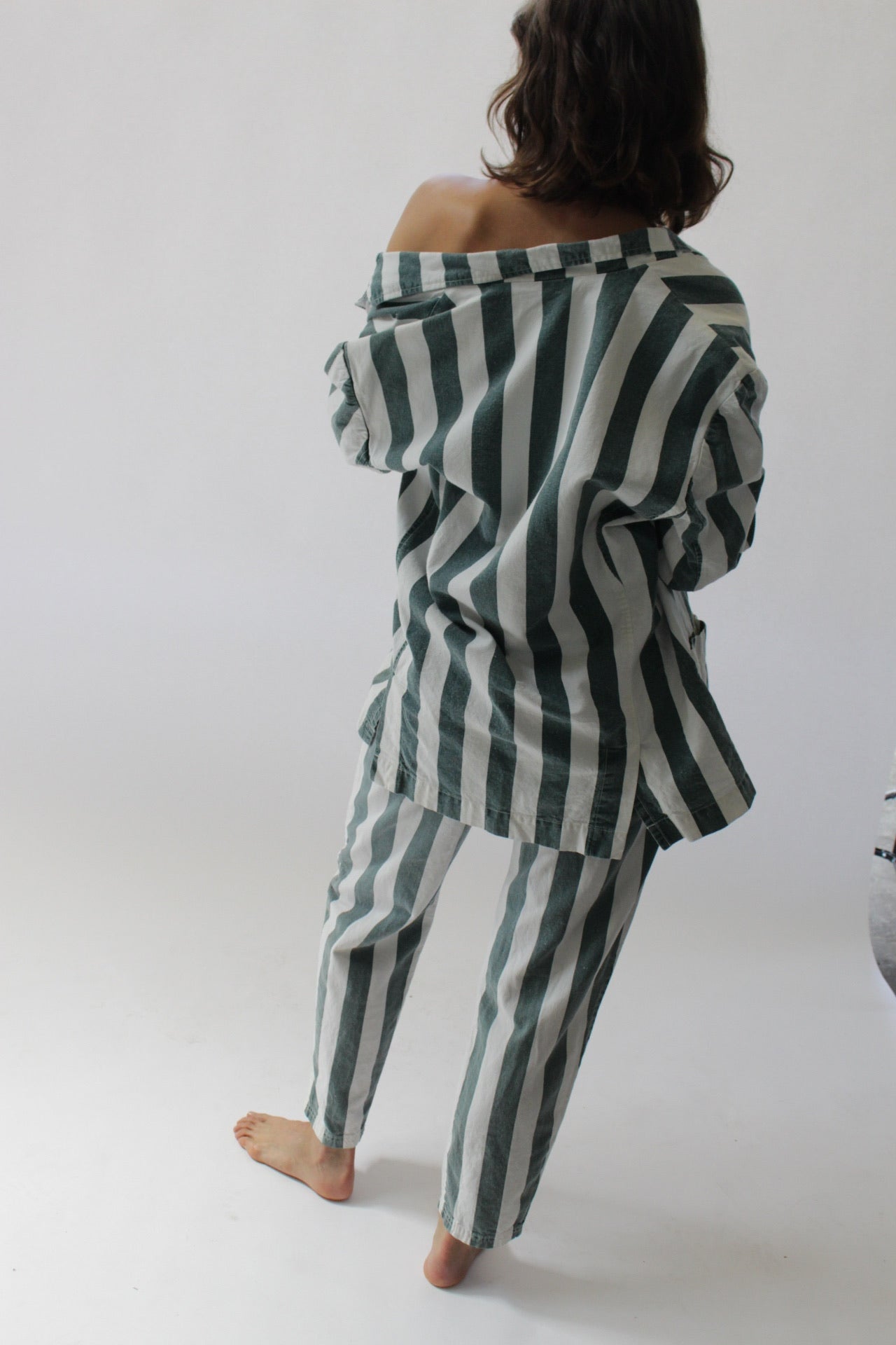 Favorite Vintage Faded Forest Striped Pant Suit