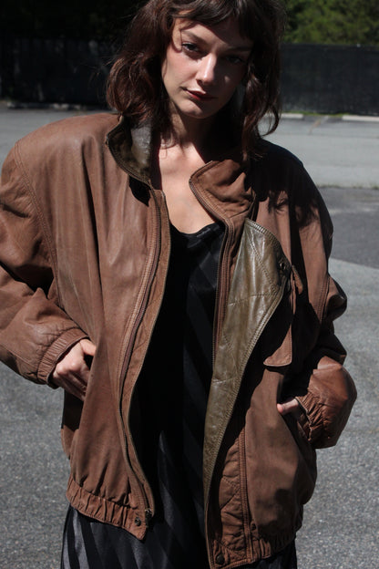 Amazing Vintage Two-Toned Leather Jacket