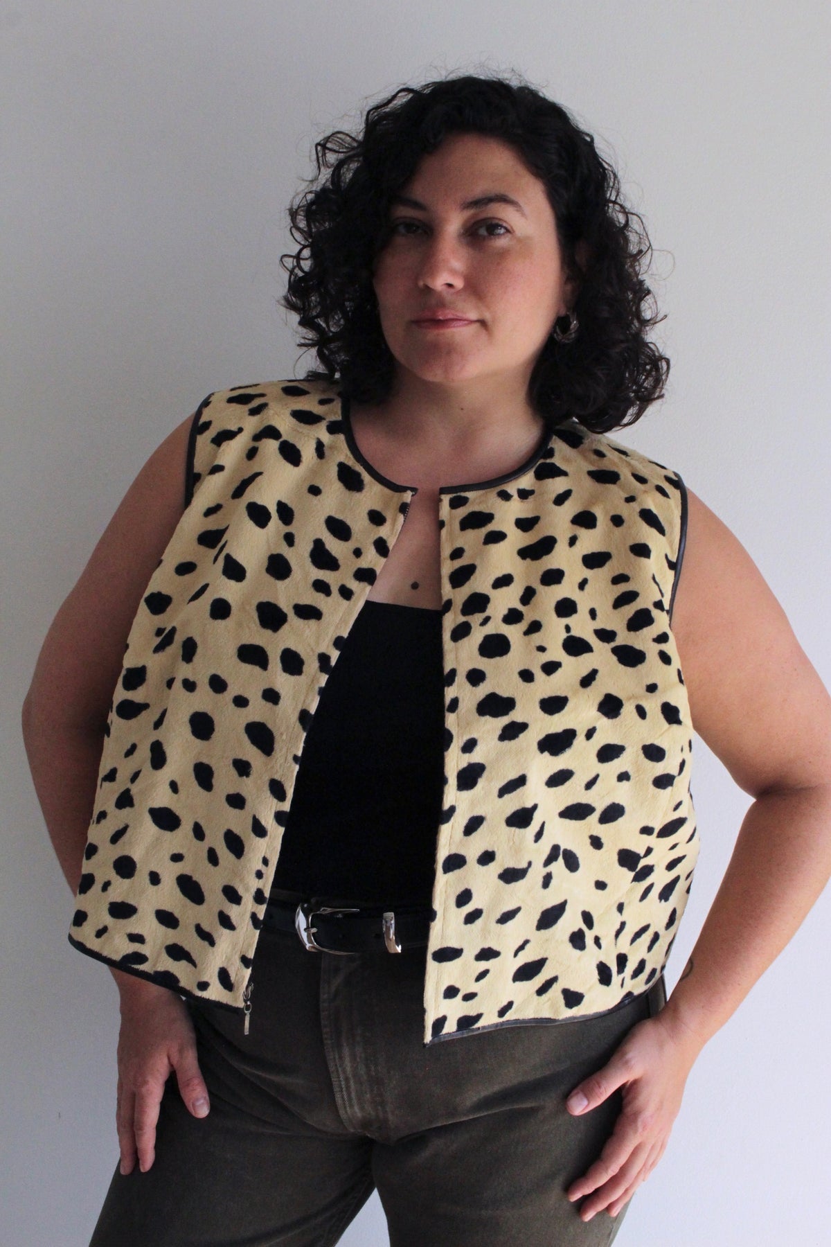 Vintage Animal Print Zip Vest