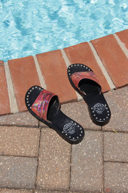 Vintage Espace Robert Clergerie Snake Print Sandals