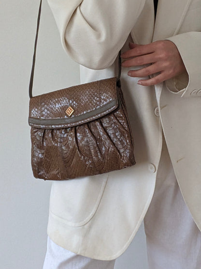 Vintage Almond Snakeskin Purse