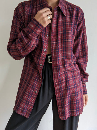 Vintage Yves Saint Laurent Plaid Cotton Shirt