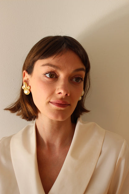 Elegant Vintage Gold & Faux Pearl Earrings