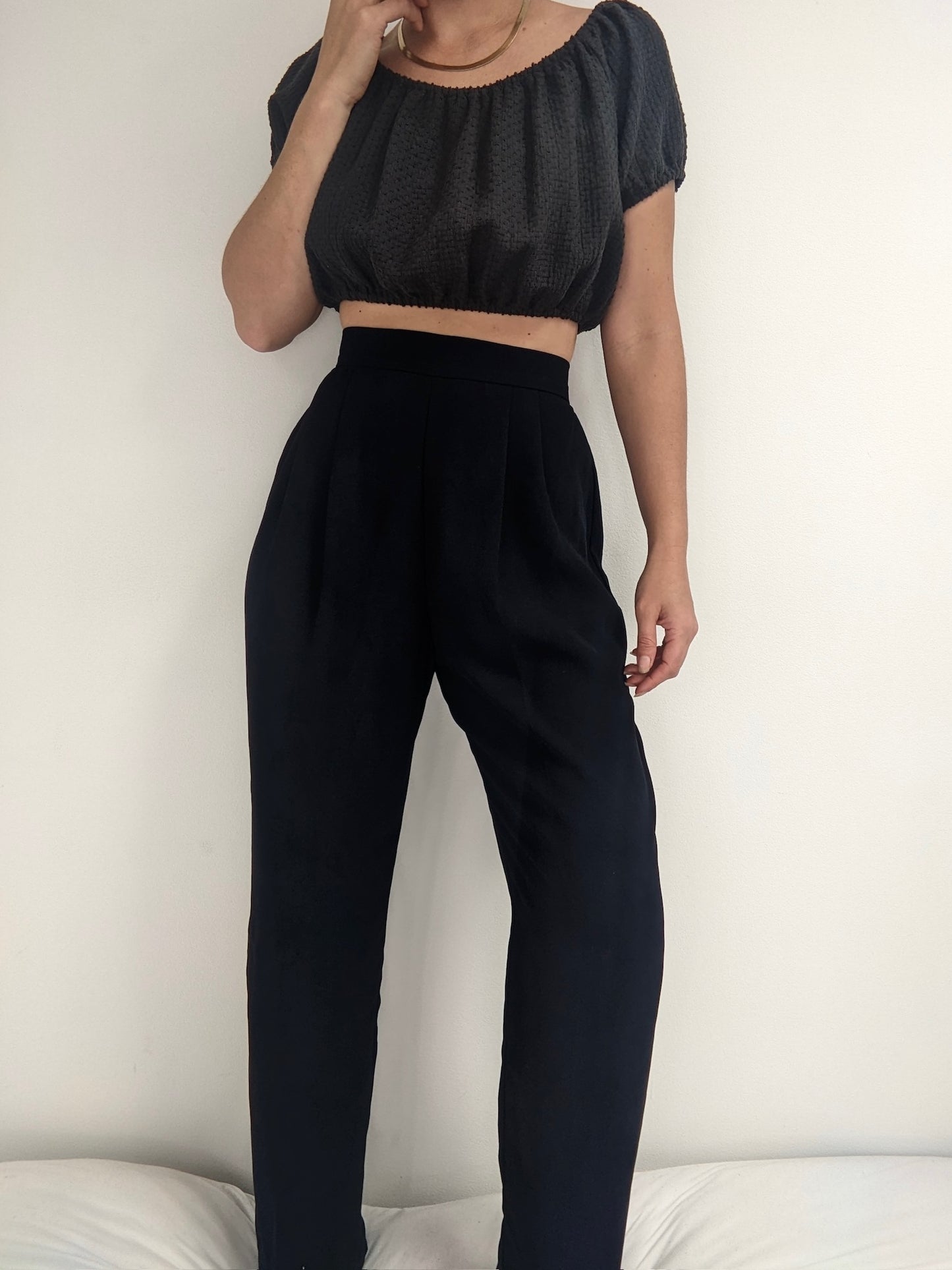 Vintage Midnight Pleated Trousers