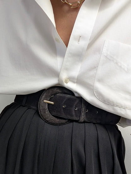 Vintage Onyx Wide Suede Belt