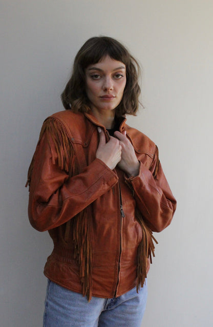 Absolute Favorite Vintage Pebbled Leather Fringe Jacket