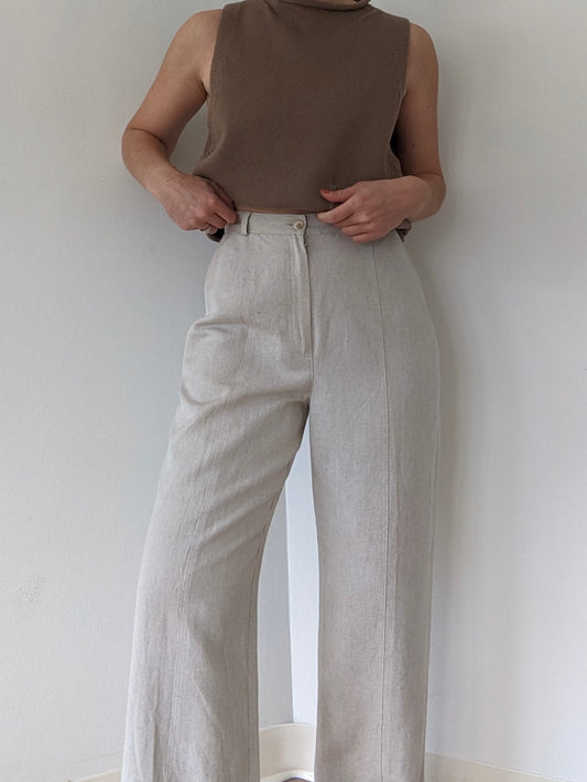 Vintage Oat Woven Linen Pants