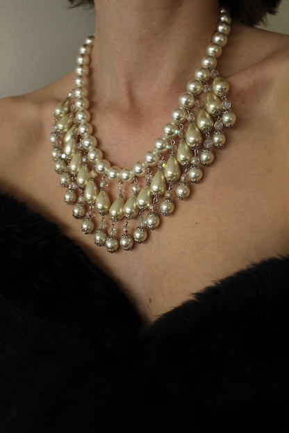 Vintage Faux Pearl Drop Collar