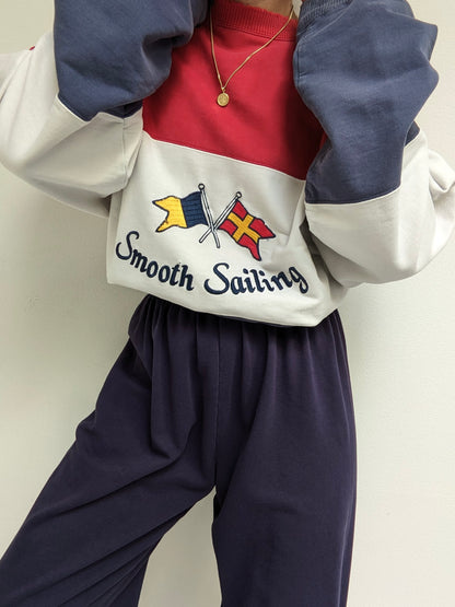 Vintage Embroidered "Smooth Sailing" Sweatshirt