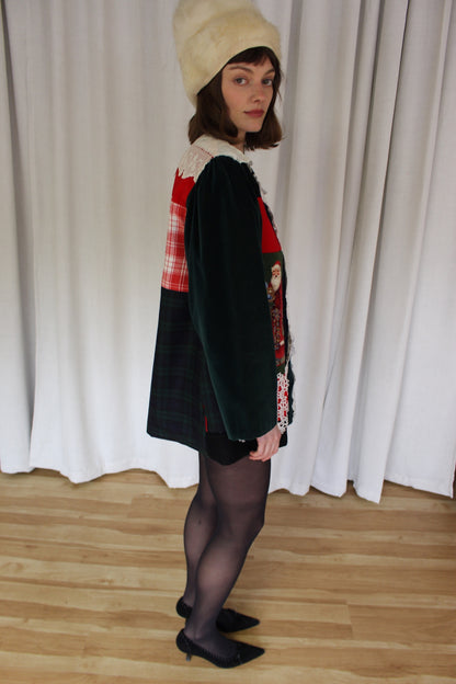 Absolutely Incredible Vintage Patchwork & Lace Holiday Jacket