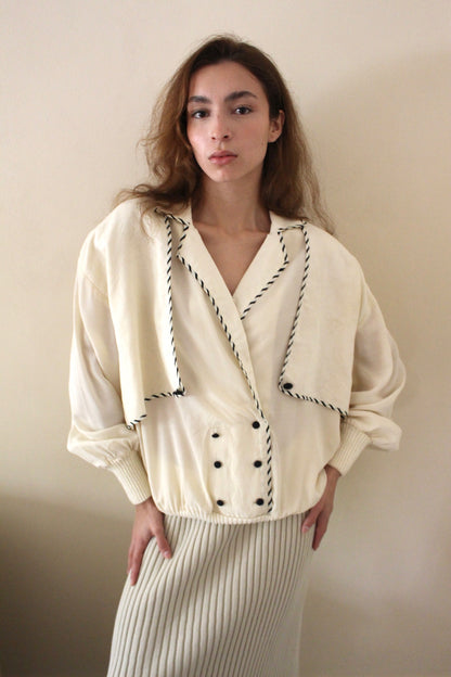 Beautiful Vintage Woven Silk Popover