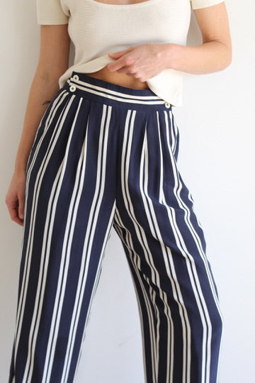 Rare Vintage Striped Silk Wide Leg Pant
