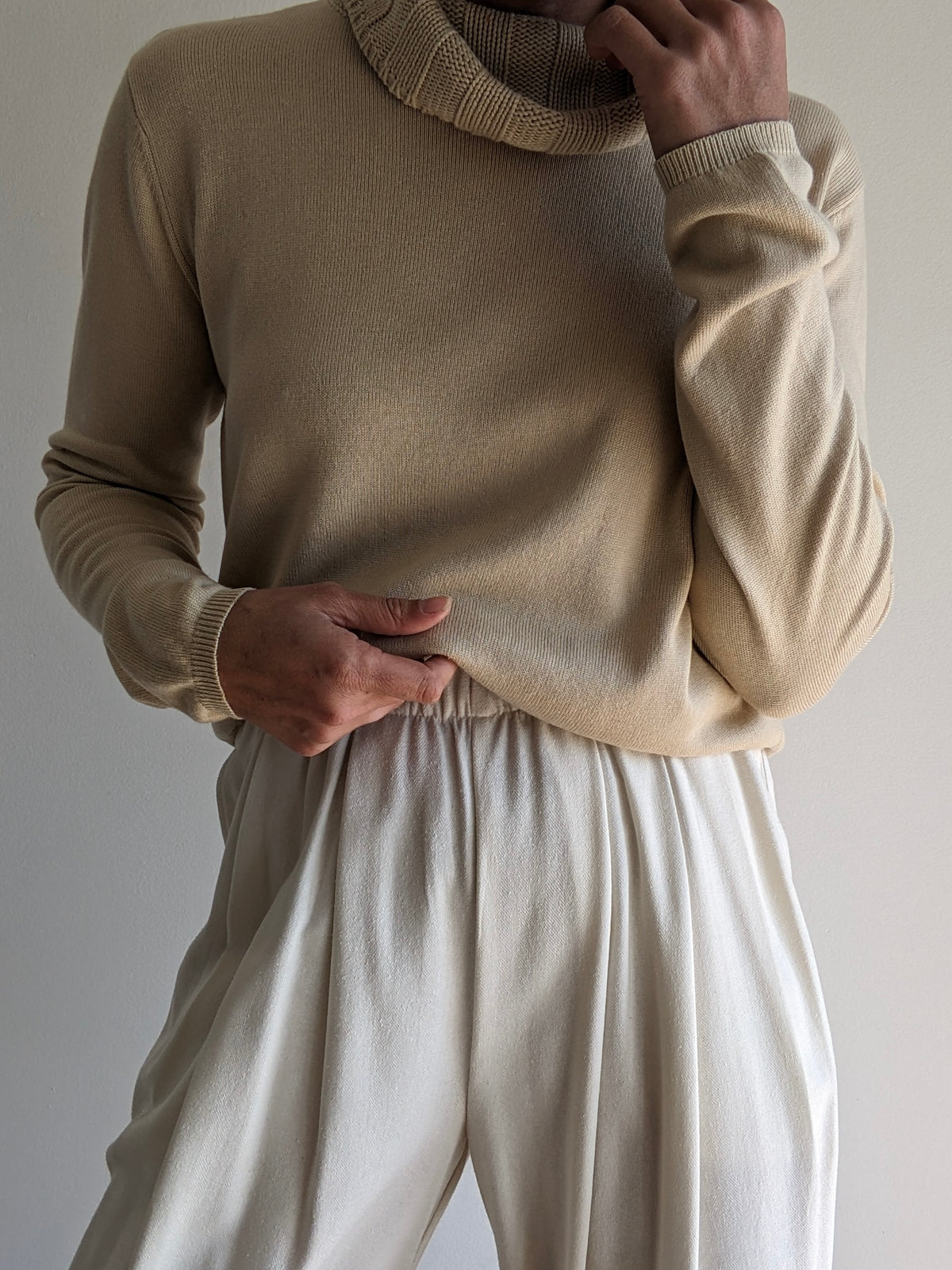 Vintage Sand Silk & Cashmere Turtleneck