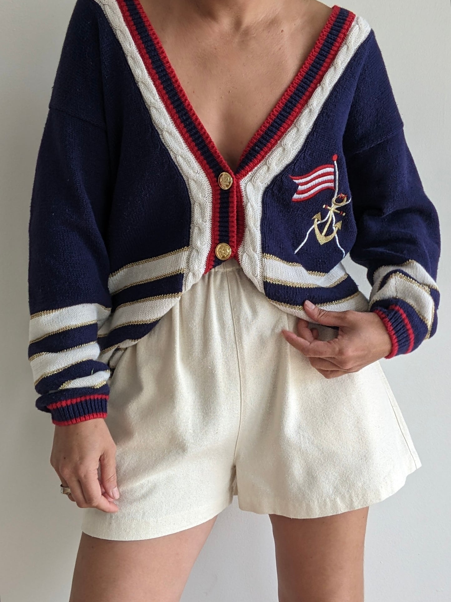 Vintage Nautical Striped Cardigan