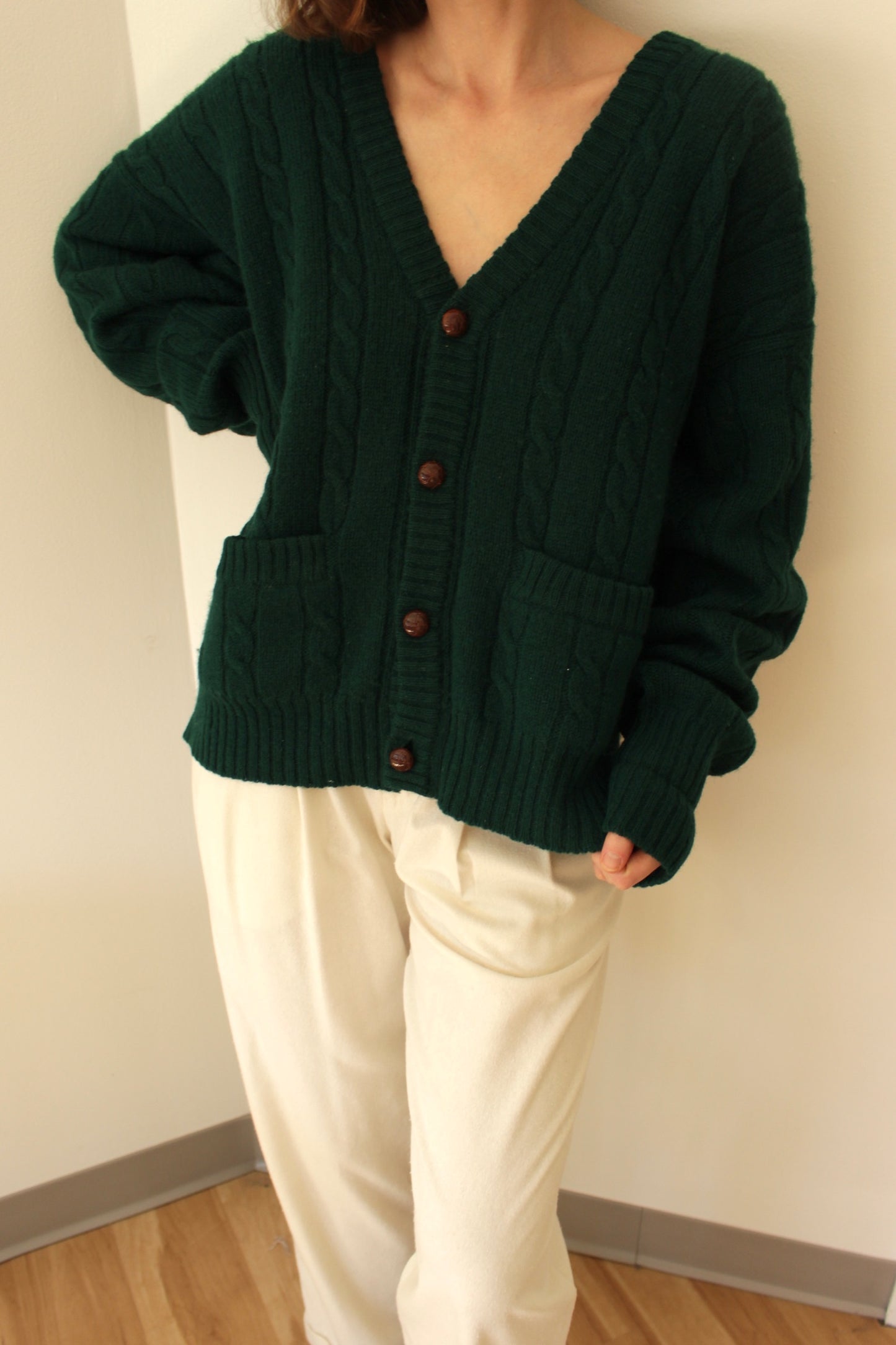 Vintage Evergreen Wool Cardigan