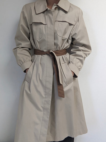 Vintage Belted Khaki Trench Coat